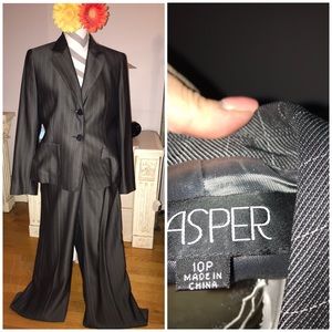 Kasper 2 piece grey pin striped suit